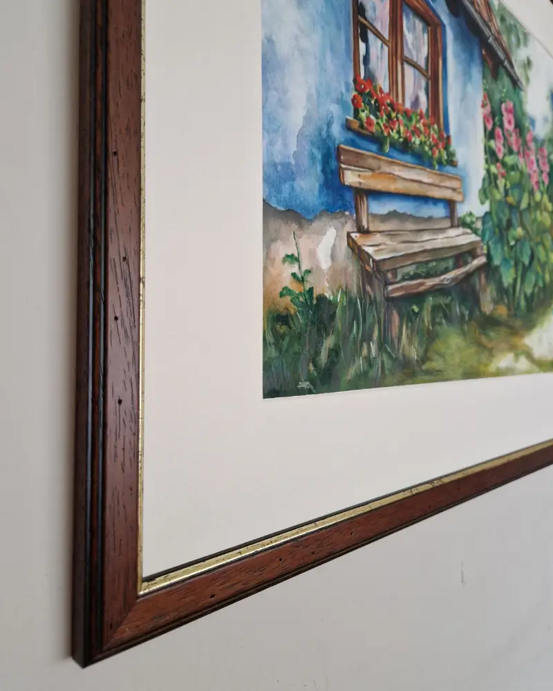 Pictură în acuarelă – Ferestre cu nalbe, design original Flow Art [4]