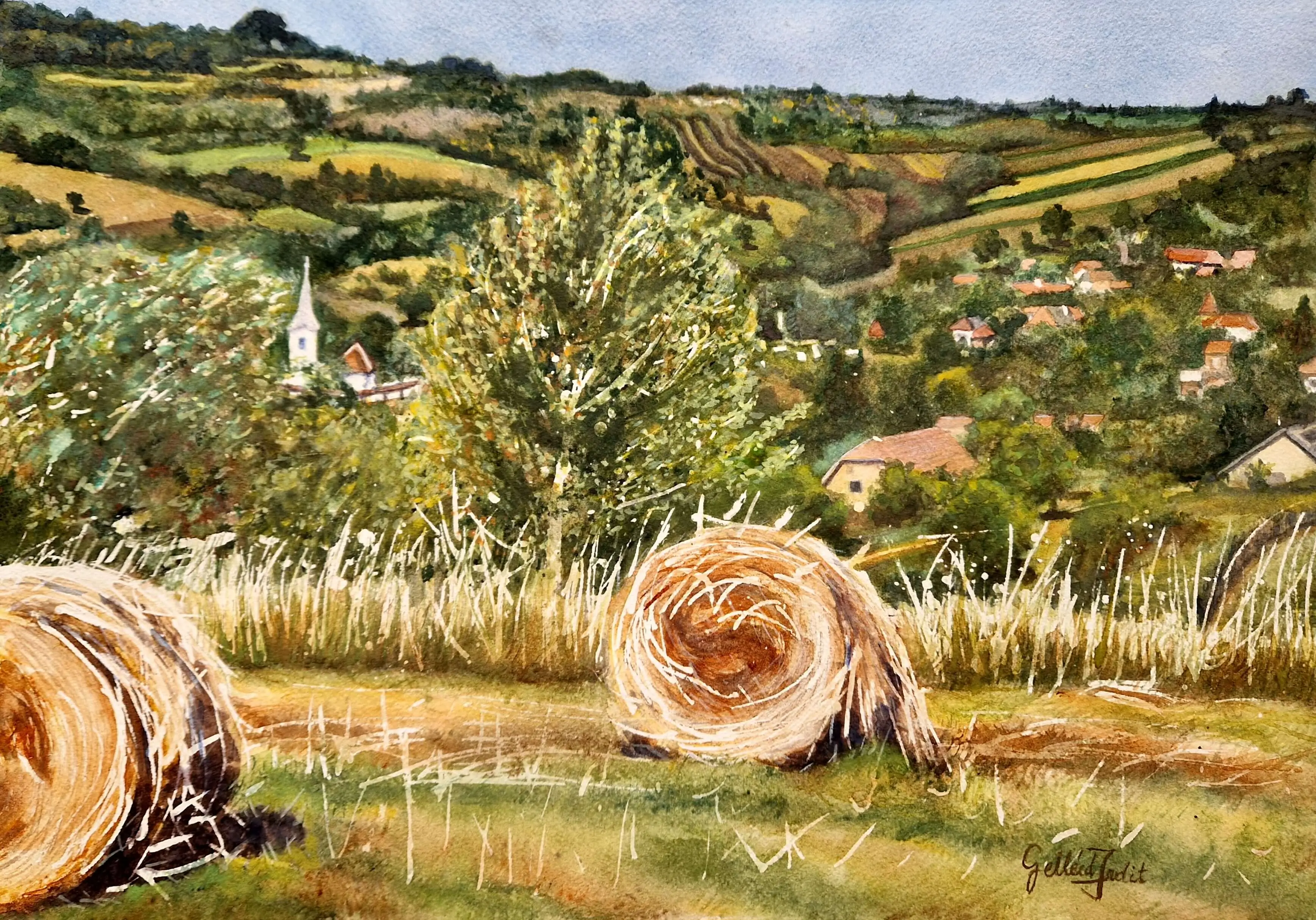 Nostalgia Baloților de Fân - Pictură în Acuarelă [1]