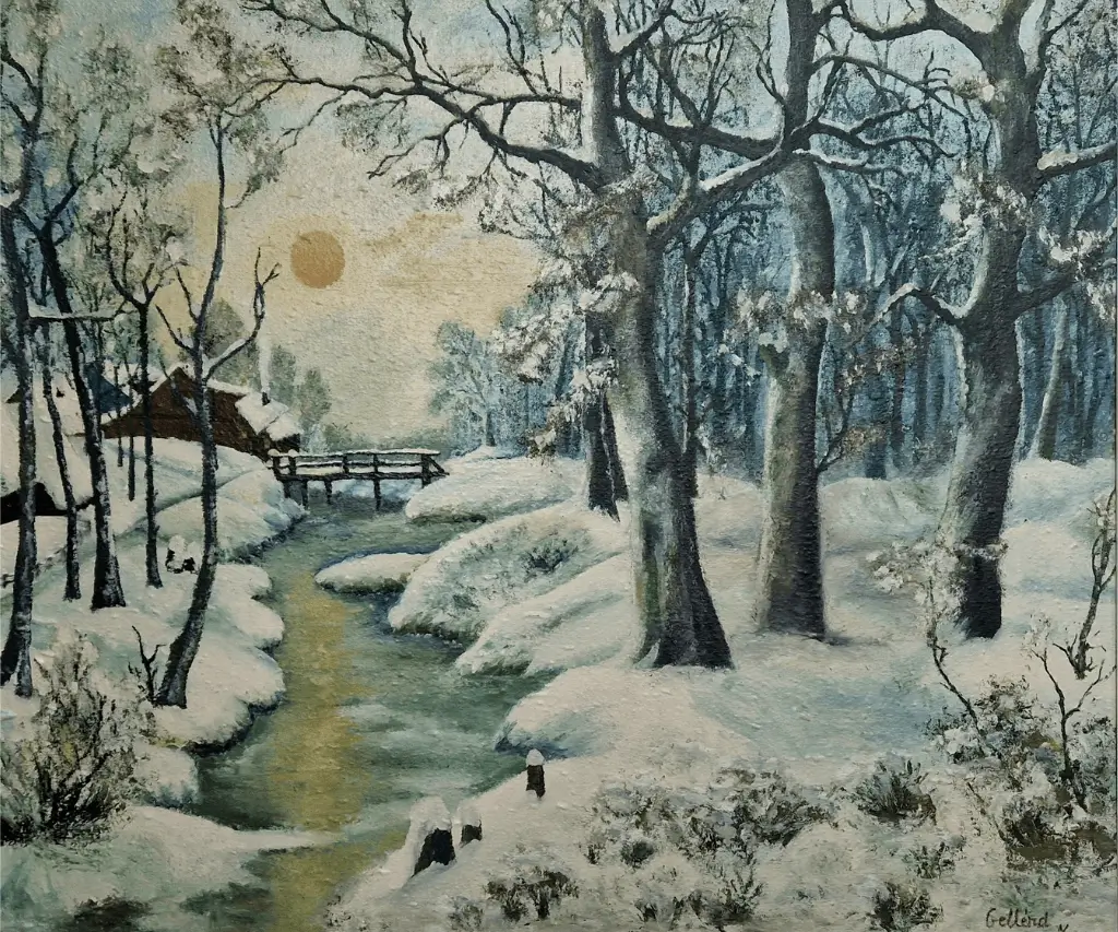 Colecții private - Peisaj de Iarnă - Pictură în Ulei