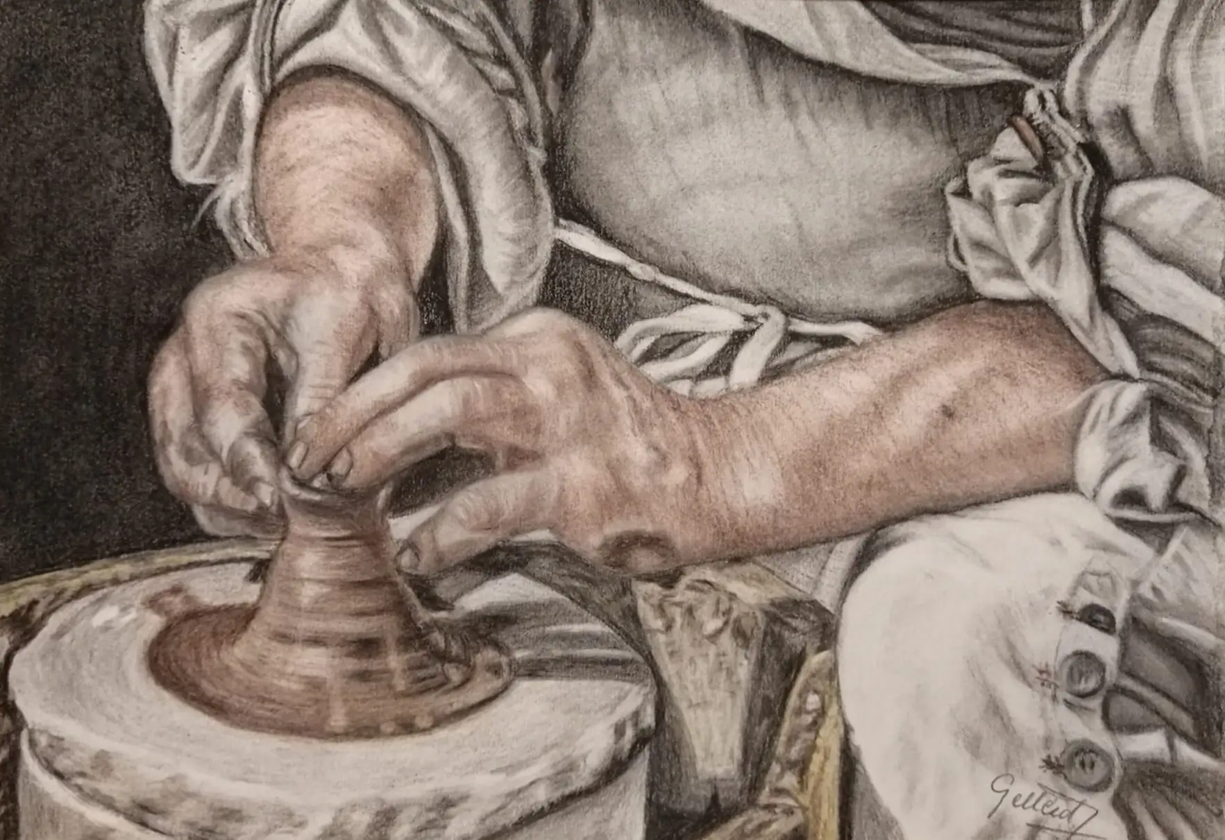 Răinvierea Argilei - Desen in carbune si sepia [1]