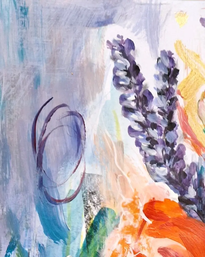 Tablou "Dansul petalelor" - pictură florală incadrata [3]