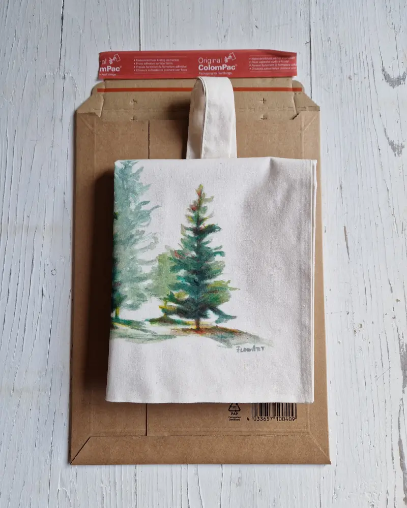 Sacoșă pictată manual cu brazi – design original Flow Art [3]