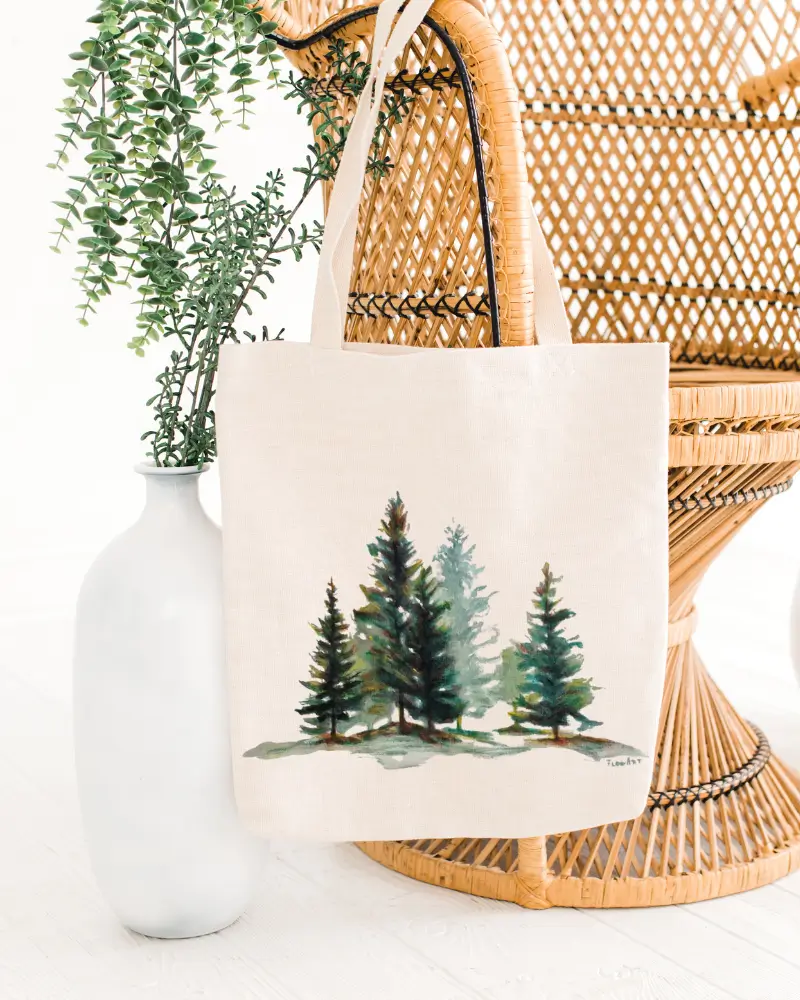 ARTĂ DE PURTAT - Sacoșă pictată manual cu brazi – design original Flow Art