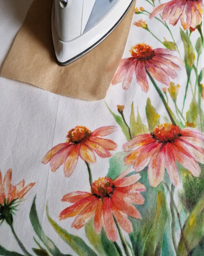 Sacoșă pictată manual cu flori de echinacea – design original Flow Art [1]