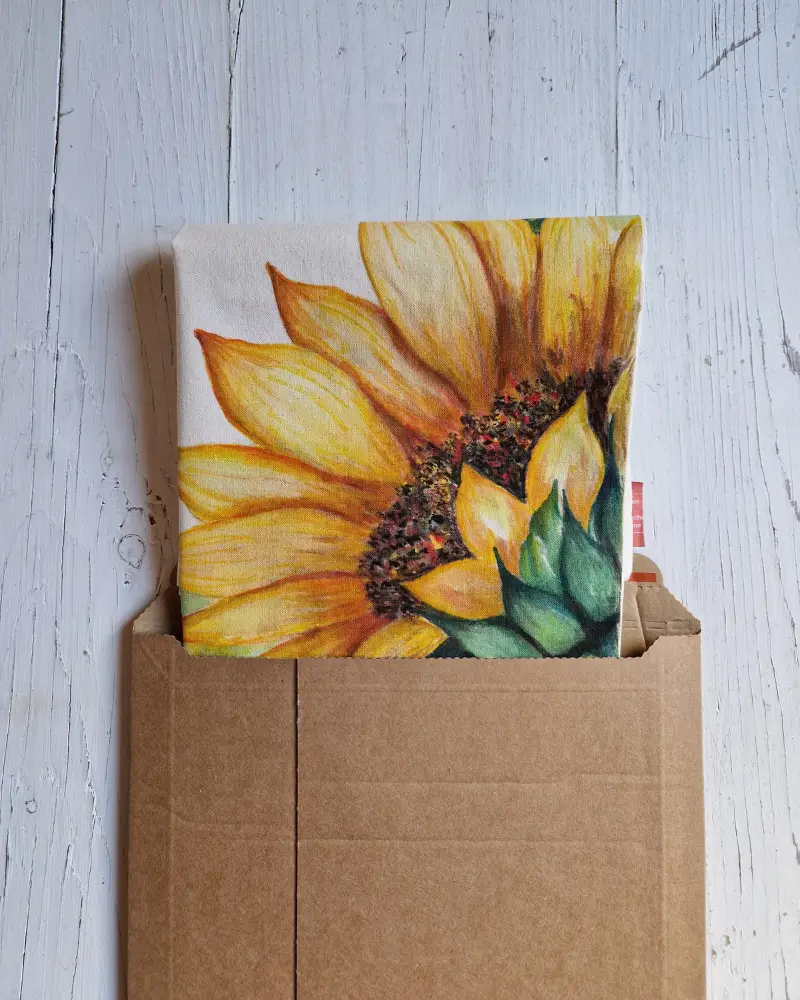 Sacoșă pictată manual cu floarea-soarelui – Flow Art România [5]