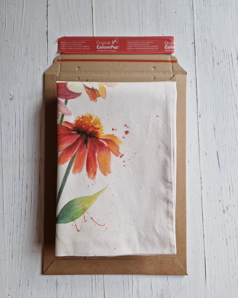 Sacoșă pictată manual cu echinacee – bumbac 100% – Flow Art [6]