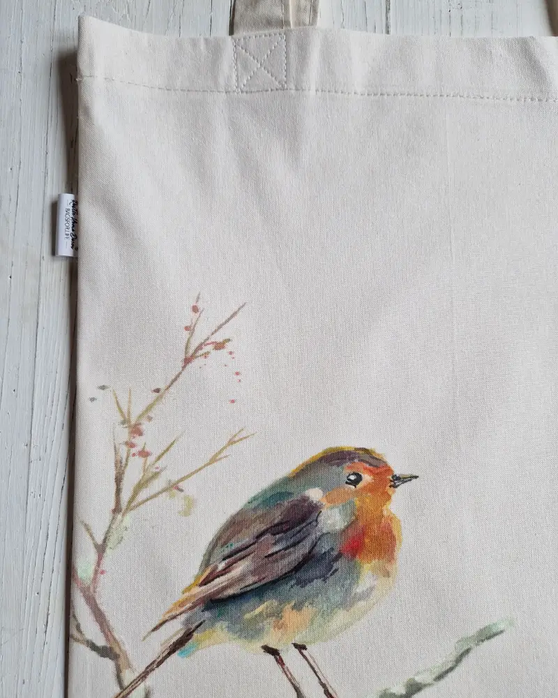 Sacoșă pictată manual cu măcăleandru – design original Flow Art [5]