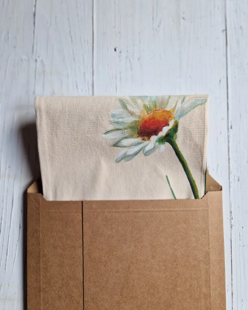 Sacoșă pictată manual cu margarete – bumbac 100% – Flow Art [9]