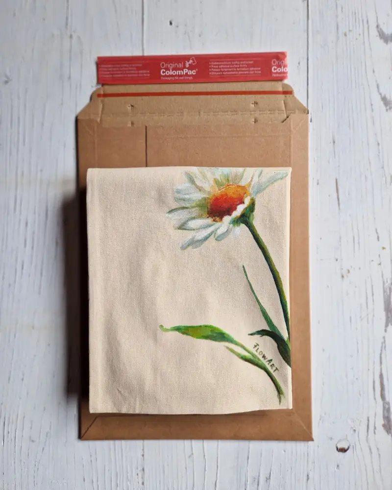 Sacoșă pictată manual cu margarete – bumbac 100% – Flow Art [8]