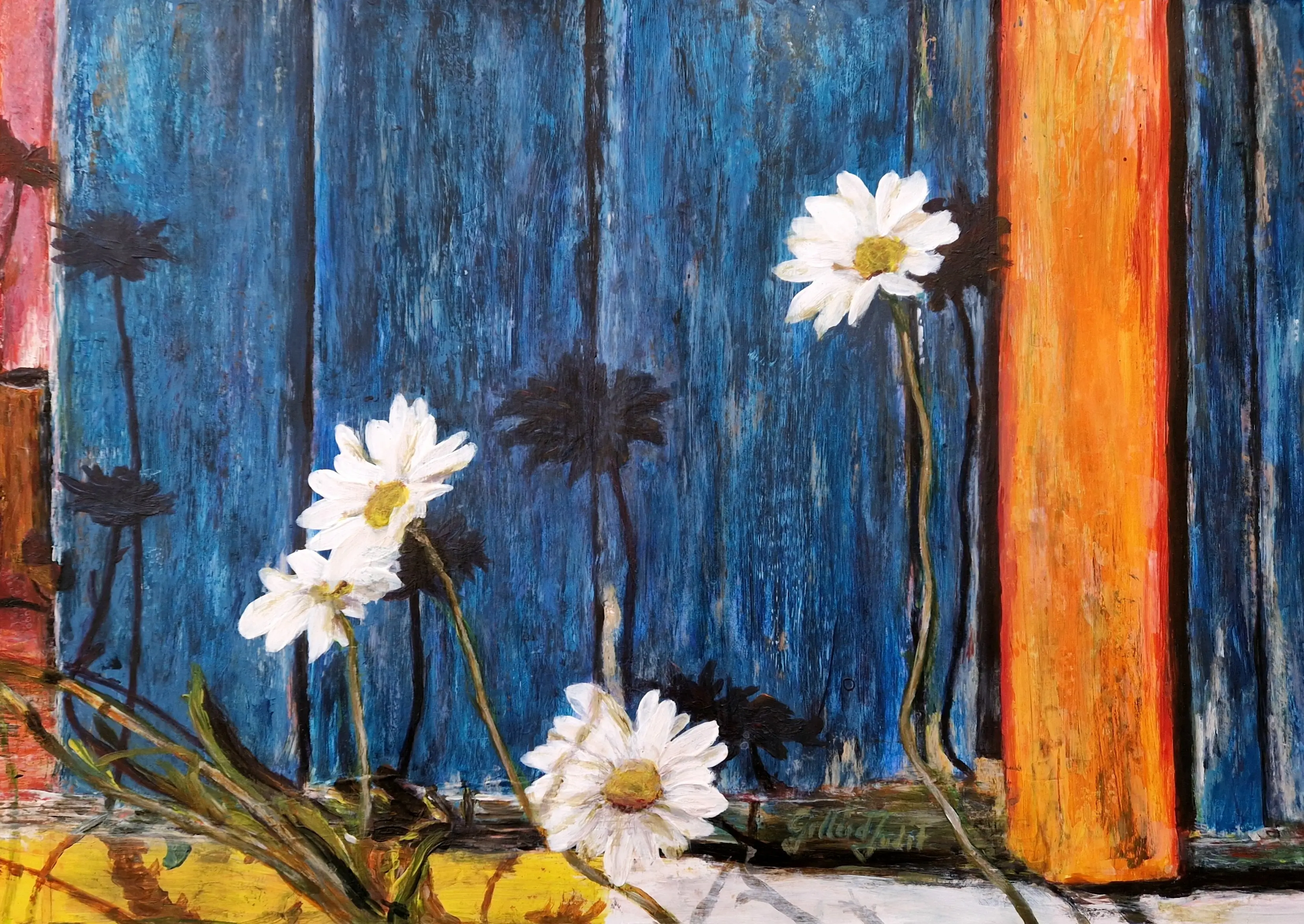 Tablou "Umbre și petale" - pictură florală incadrata [1]