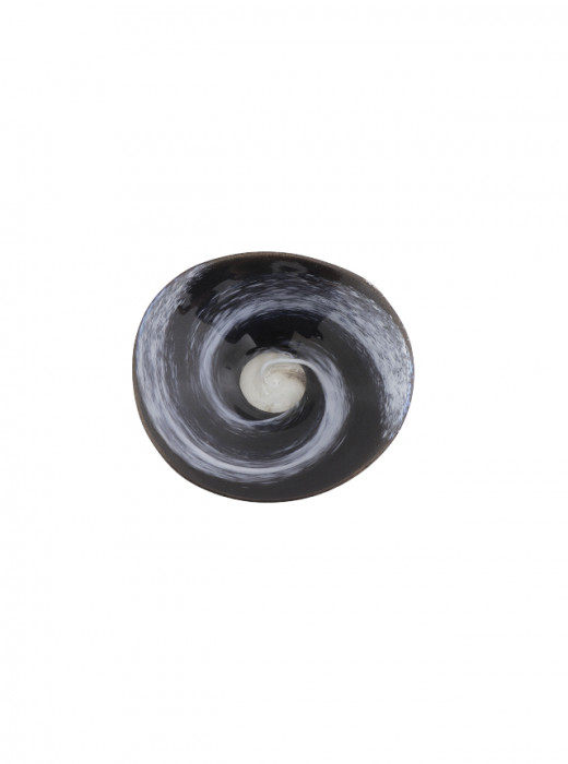 Platou din sticla lucrat manual, Black & White Fusion [5]