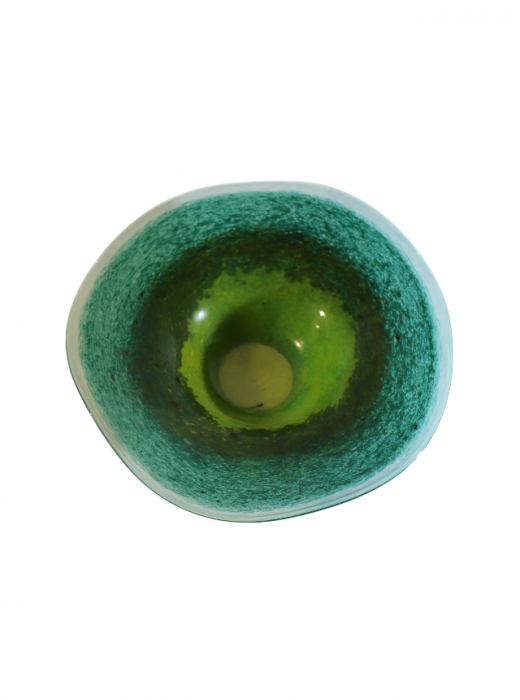 Platou din sticla lucrat manual, Green Fusion [2]