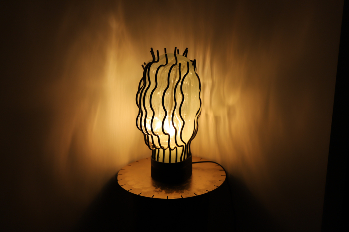 Veioza lucrata manual, din sticla si fier forjat, Cloudiness Lamp [4]