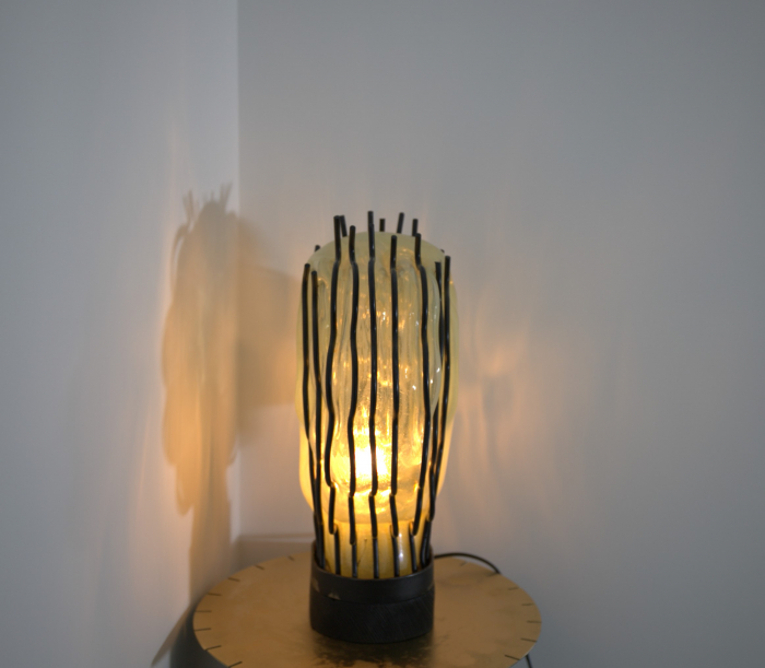 Veioza lucrata manual, din sticla si fier forjat, Cloudiness Lamp [5]