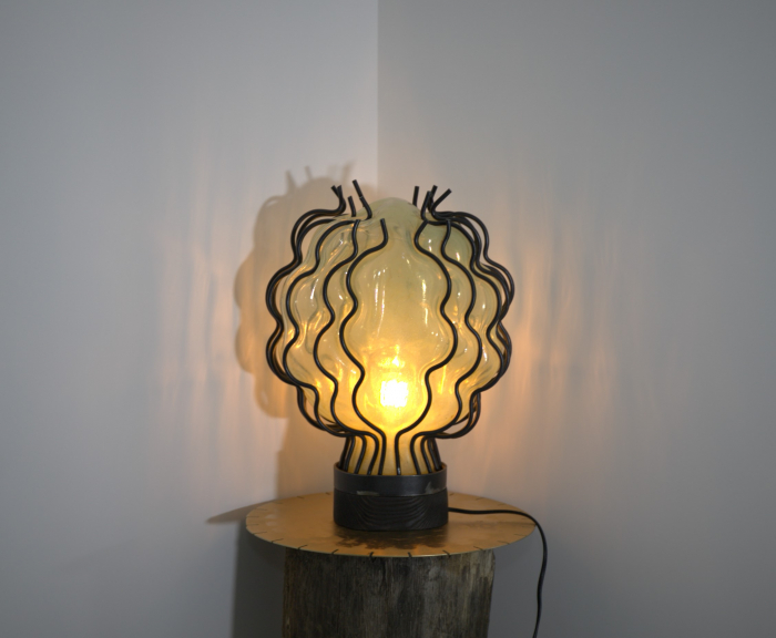 Veioza lucrata manual, din sticla si fier forjat, Cloudiness Lamp [3]