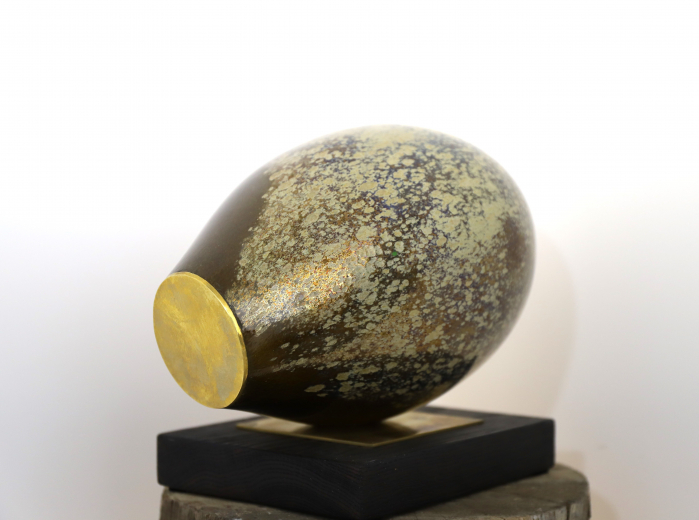 Sculptura din sticla lucrata manual, Gold Face [7]