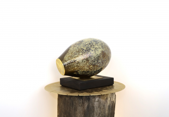 Sculptura din sticla lucrata manual, Gold Face [5]