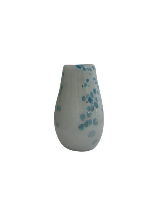 Vaza din sticla lucrata manual, Snow blue [2]
