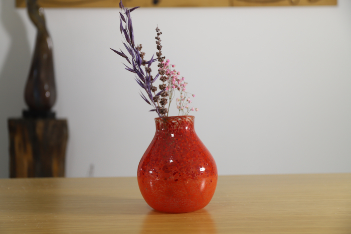 Vaza din sticla lucrata manual, Red Drops [4]