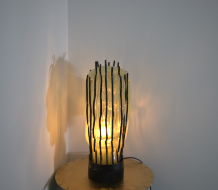 Veioza lucrata manual, din sticla si fier forjat, Cloudiness Lamp [4]