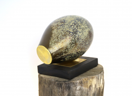 Sculptura din sticla lucrata manual, Gold Face [5]