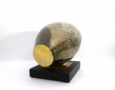 Sculptura din sticla lucrata manual, Gold Face [1]