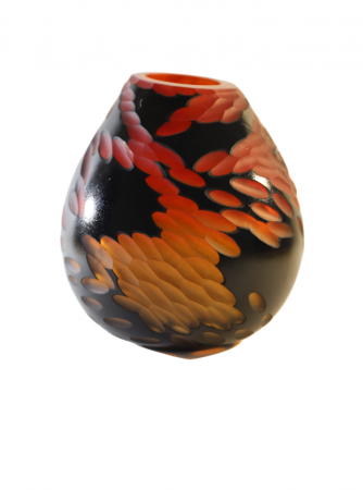Vaze sculptate - Vaza din sticla lucrata manual, Red Scars 2