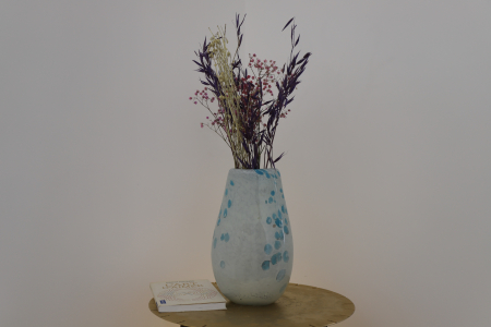 Vaza din sticla lucrata manual, Snow blue [3]