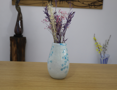 Vaza din sticla lucrata manual, Snow blue [2]