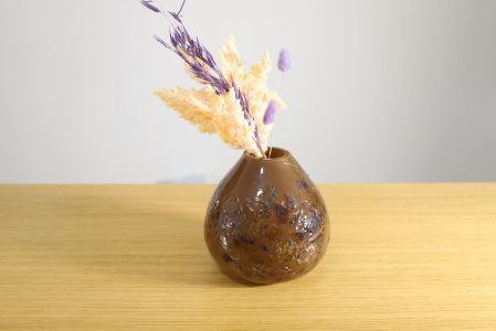 Vaza din sticla lucrata manual, Brown Ombres [2]