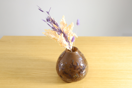 Vaza din sticla lucrata manual, Brown Ombres [3]