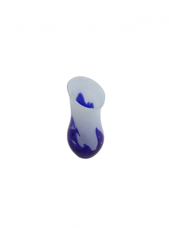 Vaza din sticla lucrata manual, Blue & White [4]