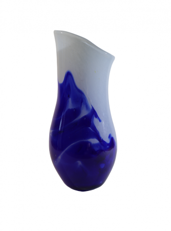 Vaza din sticla lucrata manual, Blue & White [1]