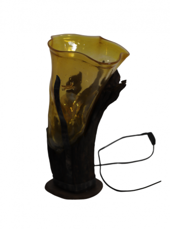 Veioza lucrata manual, din sticla si lemn, The Wooden Light [4]