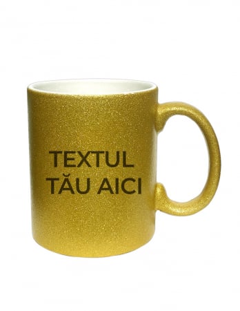 Cadouri Personalizate - Cana personalizata glitter aurie