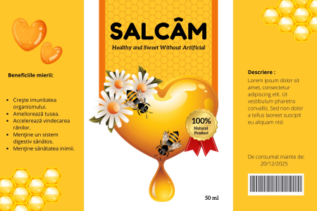 Etichete Personalizate Borcan - Eticheta personalizata pentru borcan miere albina M03