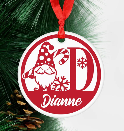 Globuri Personalizate Craciun - Glob Personalizat cu initiala nume si nume din MDF sau PLEXIGLAS