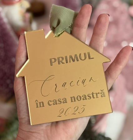 Globuri Personalizate Craciun - Glob personalizat Primul Craciun in forma de casa