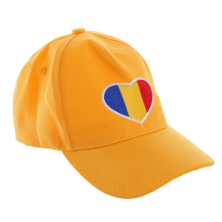 1 DECEMBRIE ROMANIA - Sapca galbena brodata inima tricolor ROMANIA