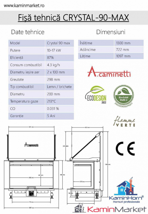 A-caminetti CRYSTAL MAX - Focar Șemineu 3 laturi vitrate [2]