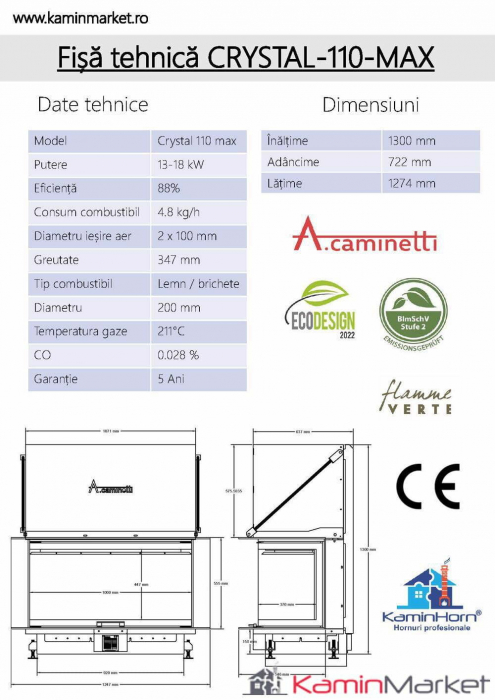 A-caminetti CRYSTAL MAX - Focar Șemineu 3 laturi vitrate [2]