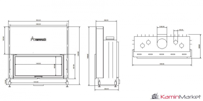 A-caminetti FLAT - Focar Șemineu cu ușă verticală - 120-x-50 [3]