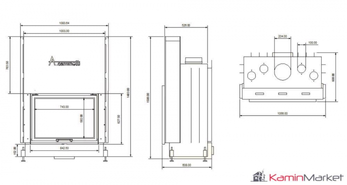 A-caminetti FLAT - Focar Șemineu cu ușă verticală - 75-x-50 [2]