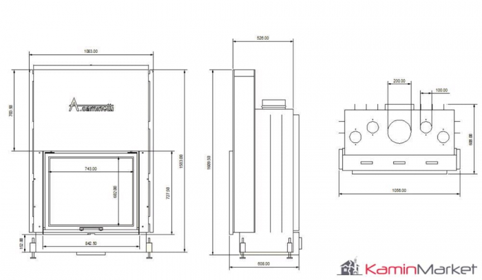 A-caminetti FLAT - Focar Șemineu cu ușă verticală - 75-x-60 [2]