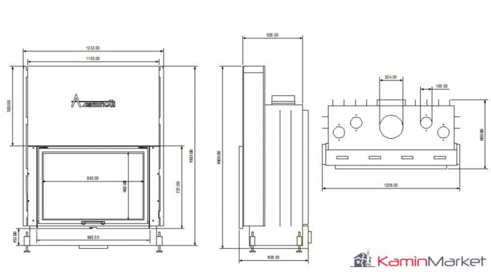 A-caminetti FLAT - Focar Șemineu cu ușă verticală - 90-x-60 [2]