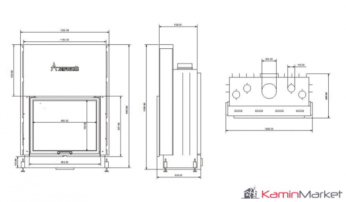 A-caminetti FLAT - Focar Șemineu cu ușă verticală - 90-x-70 [2]