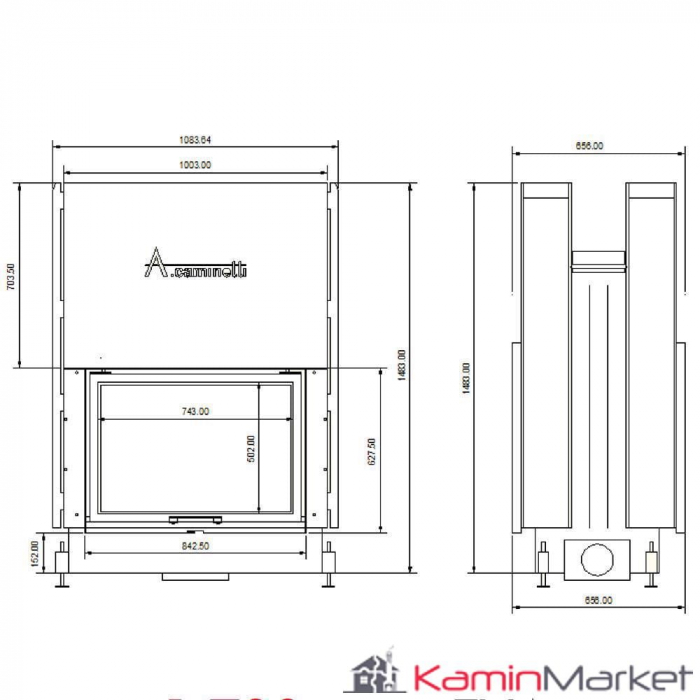 A-caminetti FLAT W - Focar Șemineu tip tunel - 75-x-60 [3]