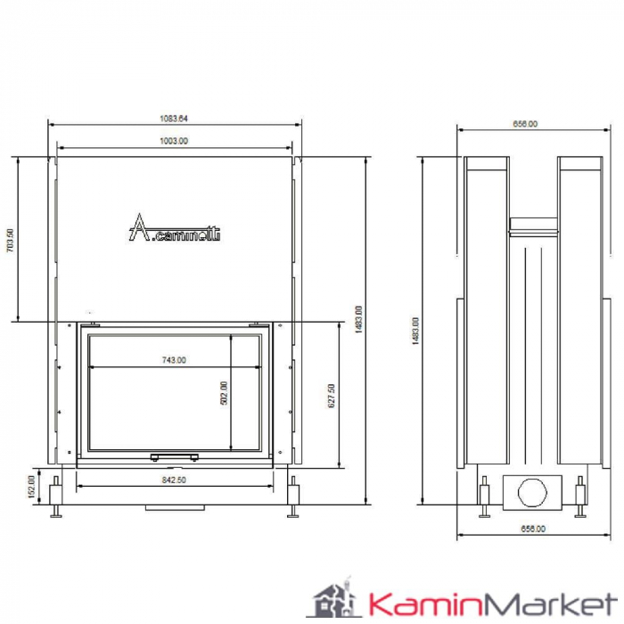 A-caminetti FLAT W - Focar Șemineu tip tunel - 90-x-60 [2]