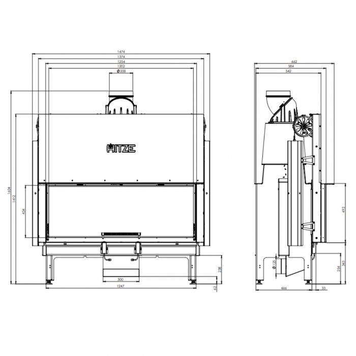 Focar șemineu Hitze ARD120x43.G 22 kW [4]