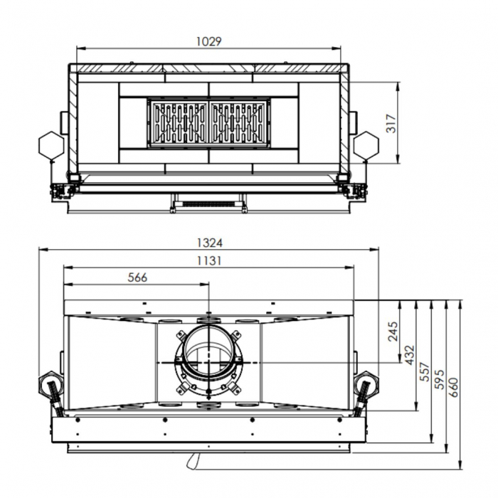 Focar șemineu Hitze DUO ARD105x43.G 19 kW [4]